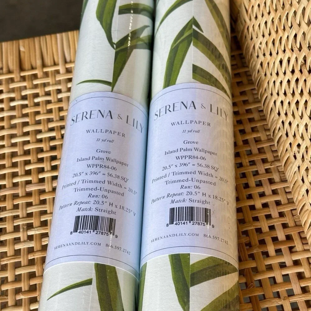 NEW Serena & Lily Island Palm Wallpaper (Set of 2 Rolls)-Grove Green
